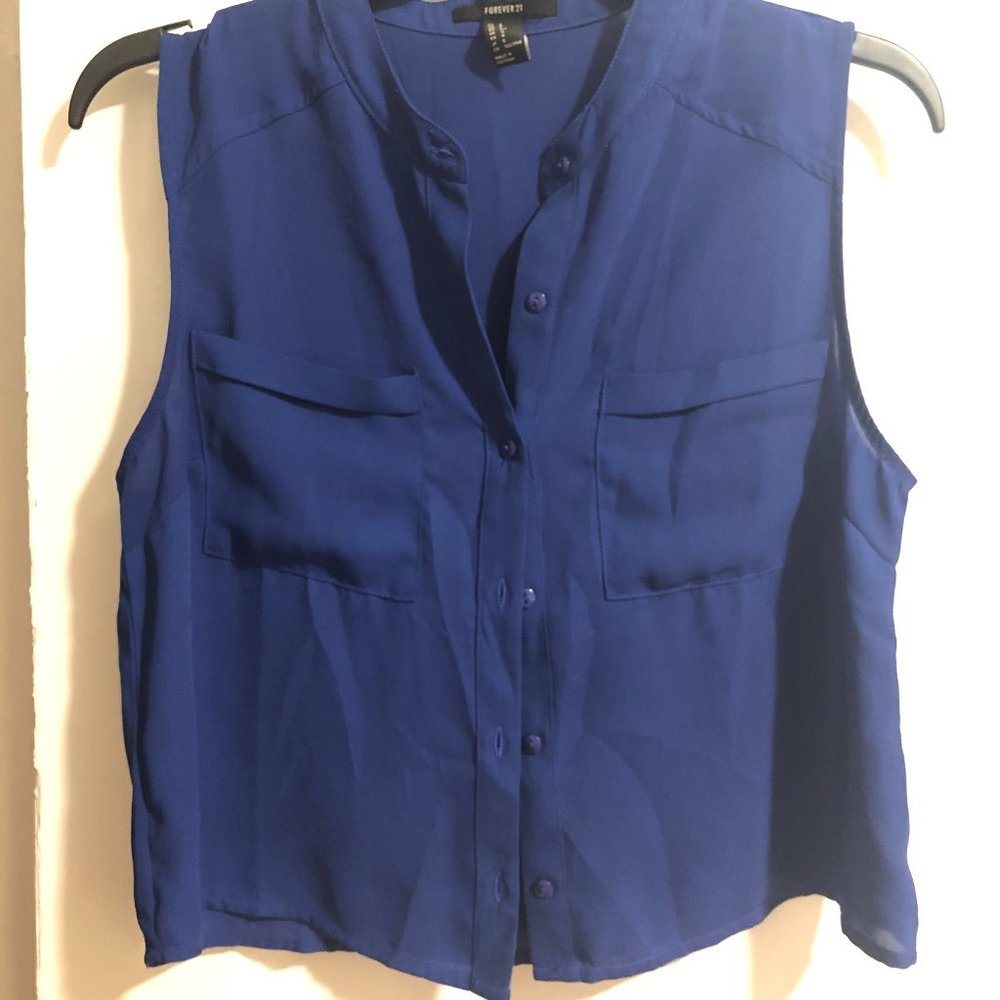 Navy Blue Button Up Tank Top